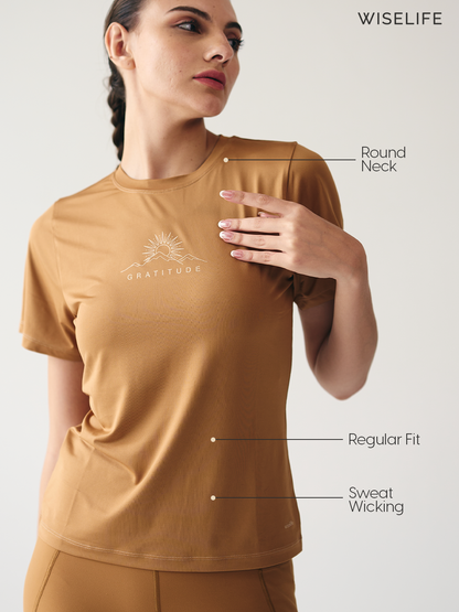 Purpose Printed Yoga Top (Brown)