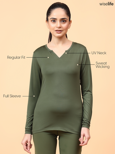 Wise Active Full Sleeves T-shirt (Olive green)