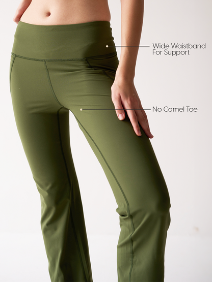 Wise Flare Yoga Legging ( Olive green)