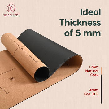 Cork & TPE Alignment Yoga Mat - 5mm