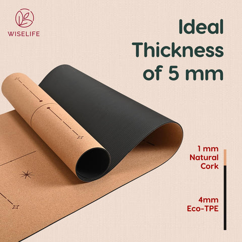 Cork & TPE Alignment Yoga Mat - 5mm