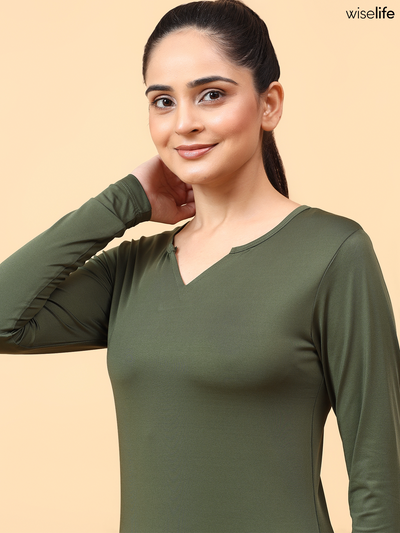 Wise Active Full Sleeves T-shirt (Olive green)