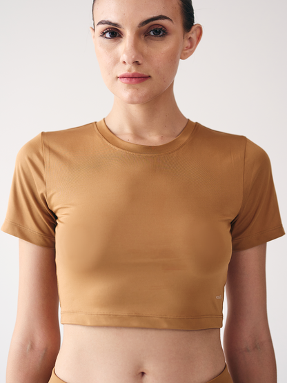 Wise Crop Yoga Top (Brown)