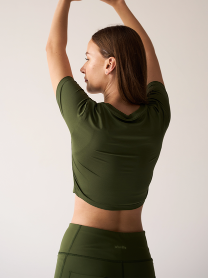 Wise Crop Yoga Top (Brown)