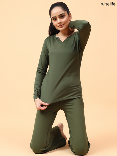 Wise Active Full Sleeves T-shirt (Olive green)