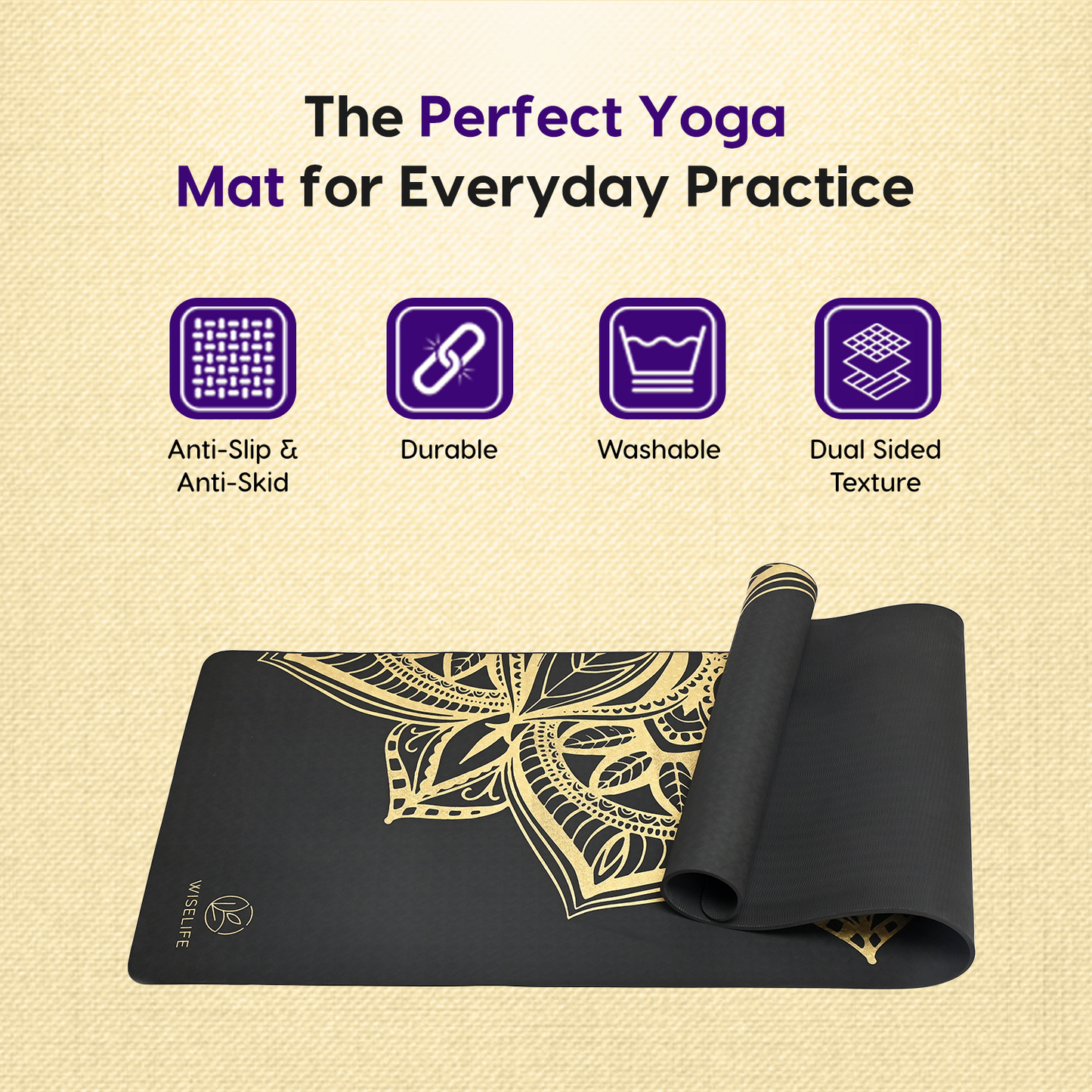 Purpose Printed Yoga Mat - Black Metallic (6MM)
