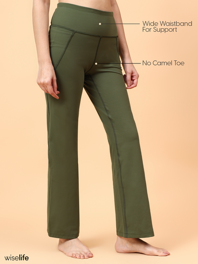Wise Active Flare Pants (Olive green)