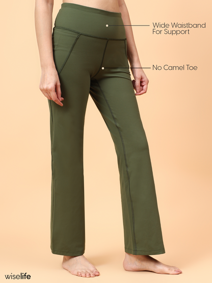 Wise Flare Yoga Legging ( Olive green)