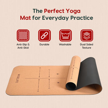 Cork & TPE Alignment Yoga Mat - 5mm