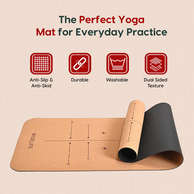 Cork & TPE Alignment Yoga Mat - 4mm