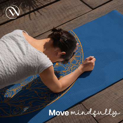 Purpose Printed Yoga Mat Ocean Gold Mandala Navy Blue - 6mm