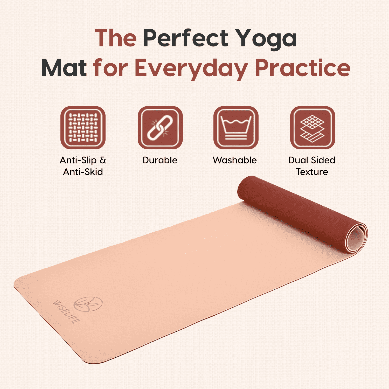 Wiselife yoga mat , dual layer yoga mat , yoga mat for women , yoga mat for men , yoga mat for women 6mm  , yoga mat for women 10mm thickness ,   yoga mat for women 10mm + thickness , yoga mat , mats