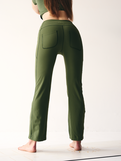 Wise Flare Yoga Legging ( Olive green)