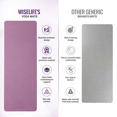 Classic PU and Natural Rubber Yoga Mat 6mm