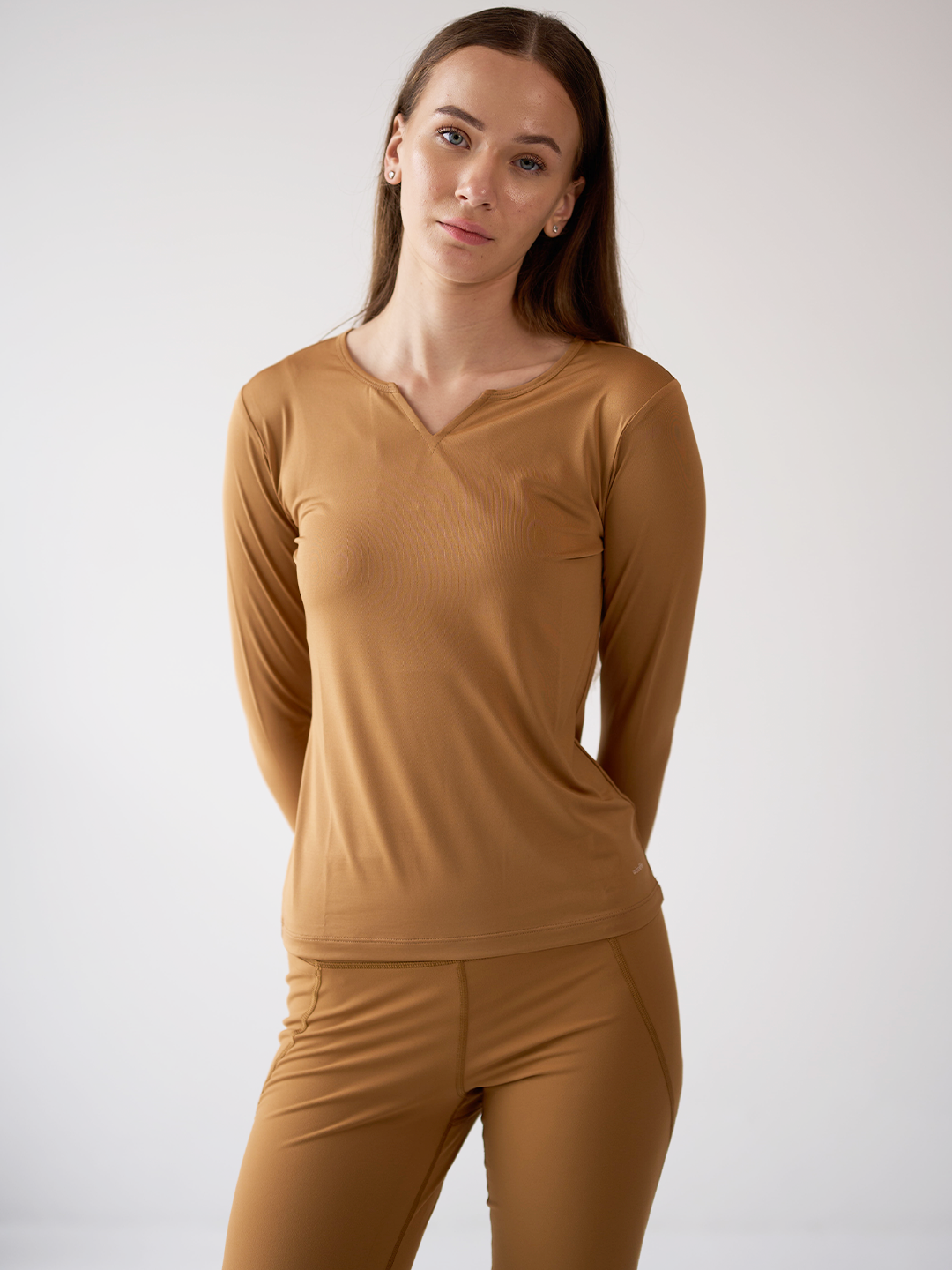 Wise Full Sleeve Yoga Top (Brown)