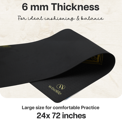 Purpose Printed Yoga Mat Black Metallic - 6mm
