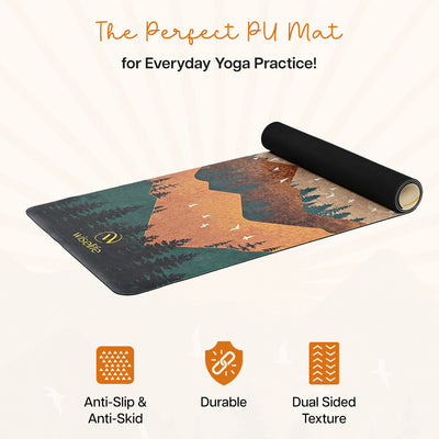 PU Printed & Natural Rubber Yoga Mat - 6mm, Arabian Morning