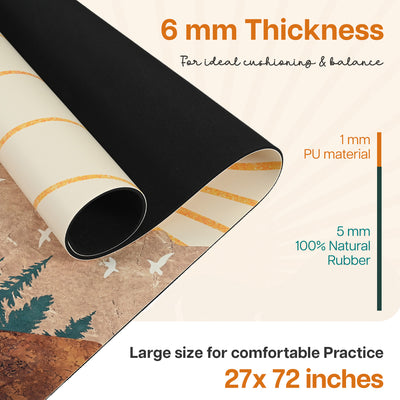 PU Printed & Natural Rubber Yoga Mat - 6mm, Arabian Morning
