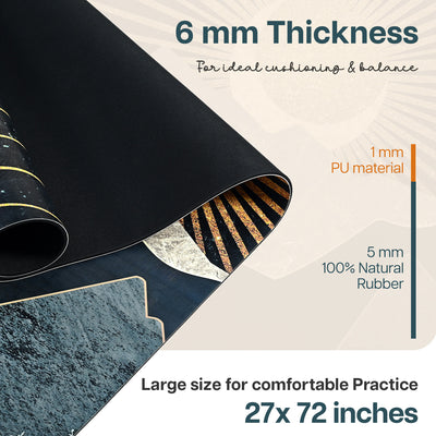 PU & Natural Rubber Yoga Mat - 6mm, Arabian Night
