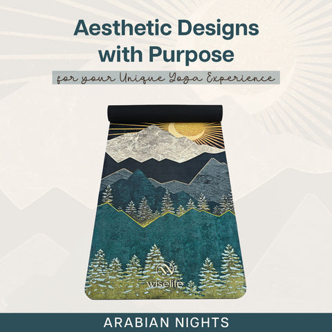 PU & Natural Rubber Yoga Mat - 6mm, Arabian Night