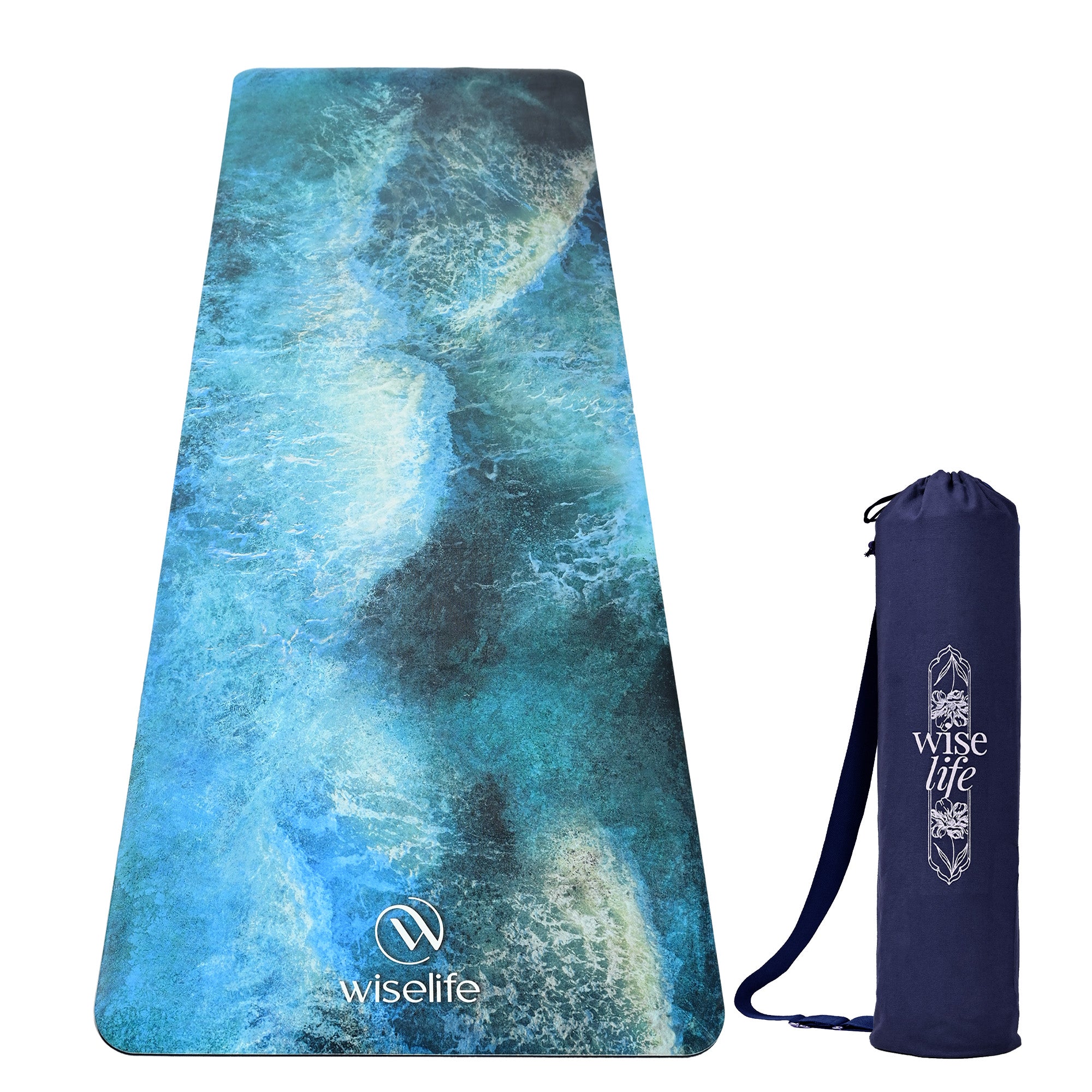 PU Printed & Natural Rubber Yoga Mat - 6mm, Deep Ocean