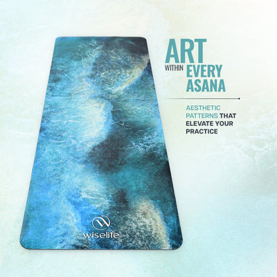 PU Printed & Natural Rubber Yoga Mat - 6mm, Deep Ocean