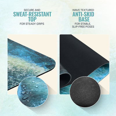 PU Printed & Natural Rubber Yoga Mat - 6mm, Deep Ocean