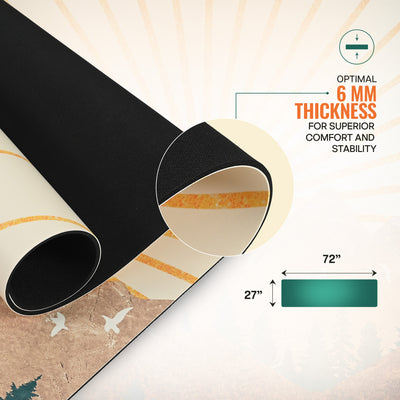 PU Printed & Natural Rubber Yoga Mat - 6mm, Arabian Morning
