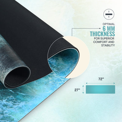 PU Printed & Natural Rubber Yoga Mat - 6mm, Deep Ocean