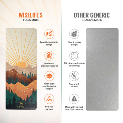PU Printed & Natural Rubber Yoga Mat - 6mm, Arabian Morning