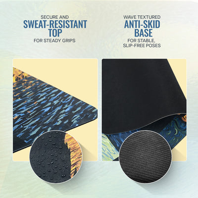 PU & Natural Rubber Yoga Mat - 6mm, Starry Night