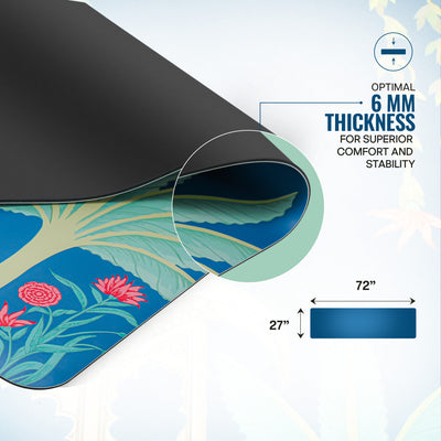 PU Printed & Natural Rubber Yoga Mat - 6mm, Rambagh