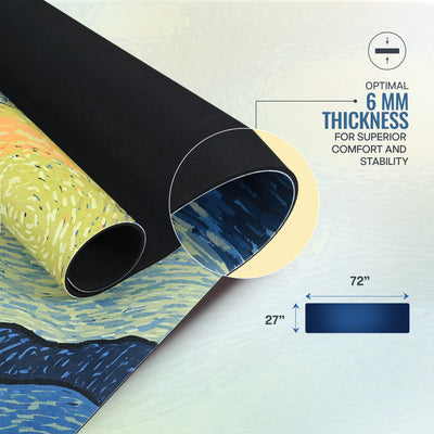 PU & Natural Rubber Yoga Mat - 6mm, Starry Night