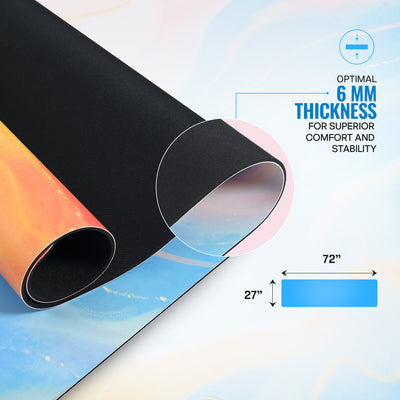 PU Printed & Natural Rubber Yoga Mat - 6mm, Abstract Marble
