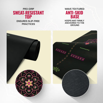 PU Alignment & Natural Rubber Yoga Mat 6mm