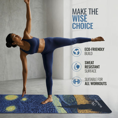 PU & Natural Rubber Yoga Mat - 6mm, Starry Night