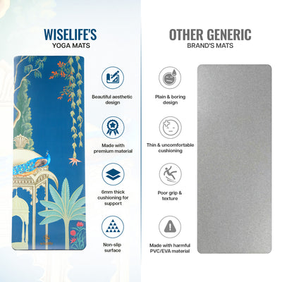 PU Printed & Natural Rubber Yoga Mat - 6mm, Rambagh