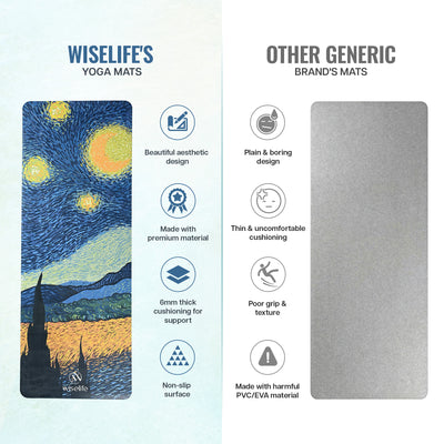 PU & Natural Rubber Yoga Mat - 6mm, Starry Night