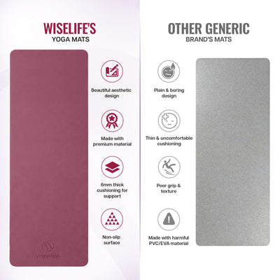 Classic PU and Natural Rubber Yoga Mat 6mm