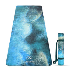 PU Printed & Natural Rubber Yoga Mat - 6mm, Deep Ocean