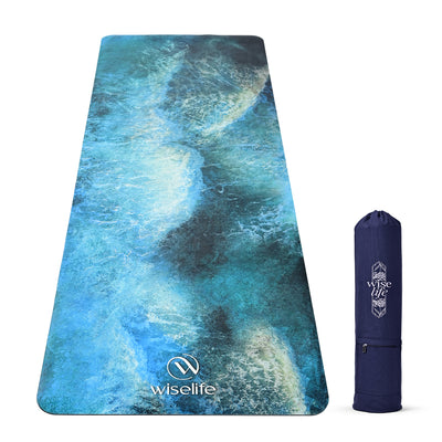PU Printed & Natural Rubber Yoga Mat - 6mm, Deep Ocean