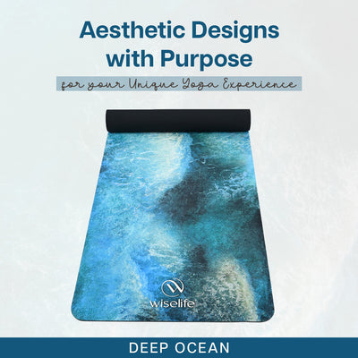 PU Printed & Natural Rubber Yoga Mat - 6mm, Deep Ocean