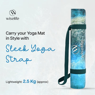 PU Printed & Natural Rubber Yoga Mat - 6mm, Deep Ocean