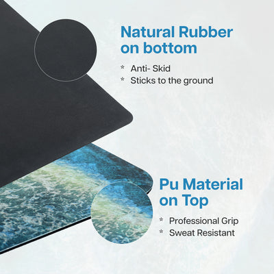 PU Printed & Natural Rubber Yoga Mat - 6mm, Deep Ocean