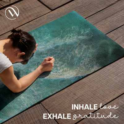 PU Printed & Natural Rubber Yoga Mat - 6mm, Deep Ocean