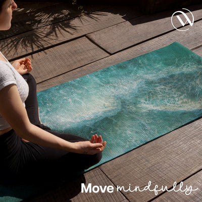 PU Printed & Natural Rubber Yoga Mat - 6mm, Deep Ocean