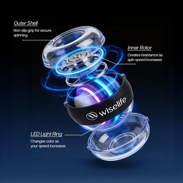 wiselife gyro ball , gyro ball , gyro ball for kids , small gyro ball , gyro , gyro ball kids , gyro ball large , gyro ball wrist excerciser , gyro ball with light