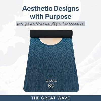 PU Printed & Natural Rubber Yoga Mat - 6mm, Japanese Wave