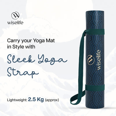 PU Printed & Natural Rubber Yoga Mat - 6mm, Japanese Wave