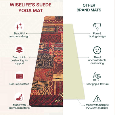Microfiber & Natural Rubber Yoga Mat - 6mm